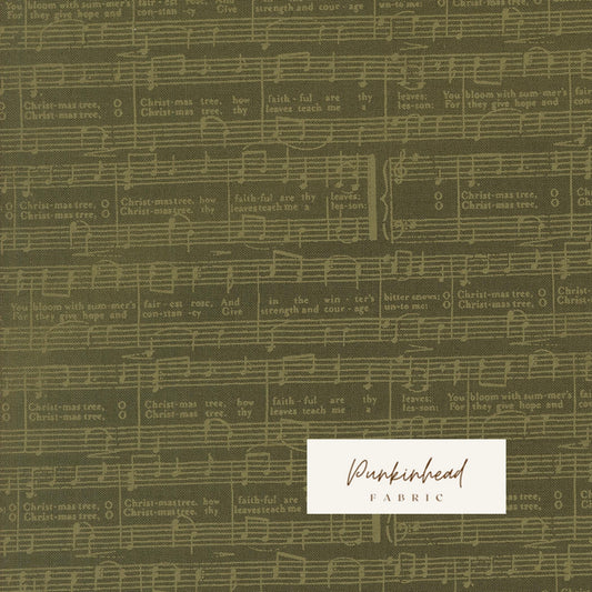 Berry and Pine O Christmas Tree Text Words Music Notes Wintergreen Gray by Lella Boutique Moda Cotton Quilting Fabric Holiday Fabric by yard