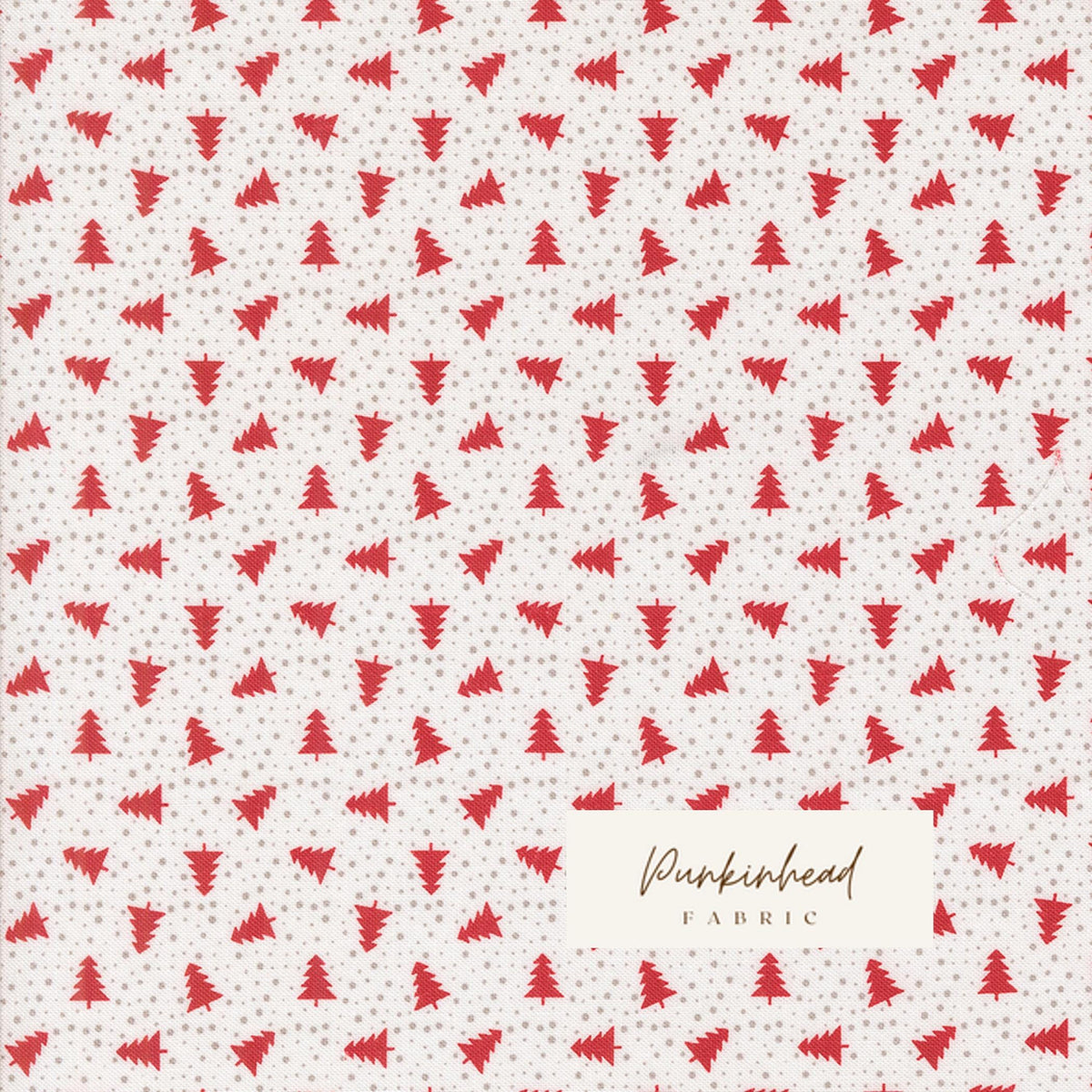Berry and Pine Little Christmas Trees Dots Snow White Red Gray by Lella Boutique Moda Cotton Quilting Fabric Holiday Fabric by yard