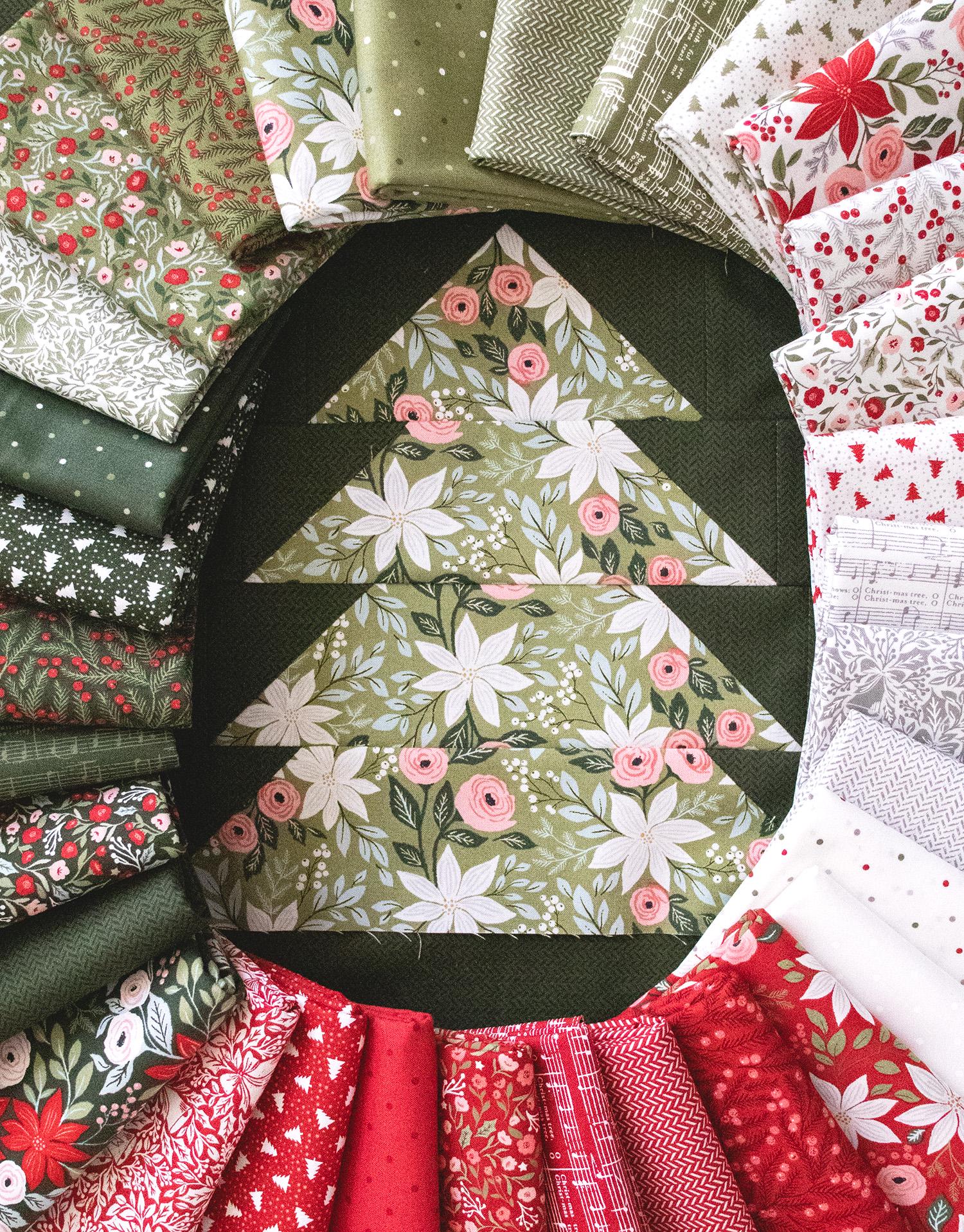 Berry and Pine Little Christmas Trees Dots Snow White Red Gray by Lella Boutique Moda Cotton Quilting Fabric Holiday Fabric by yard