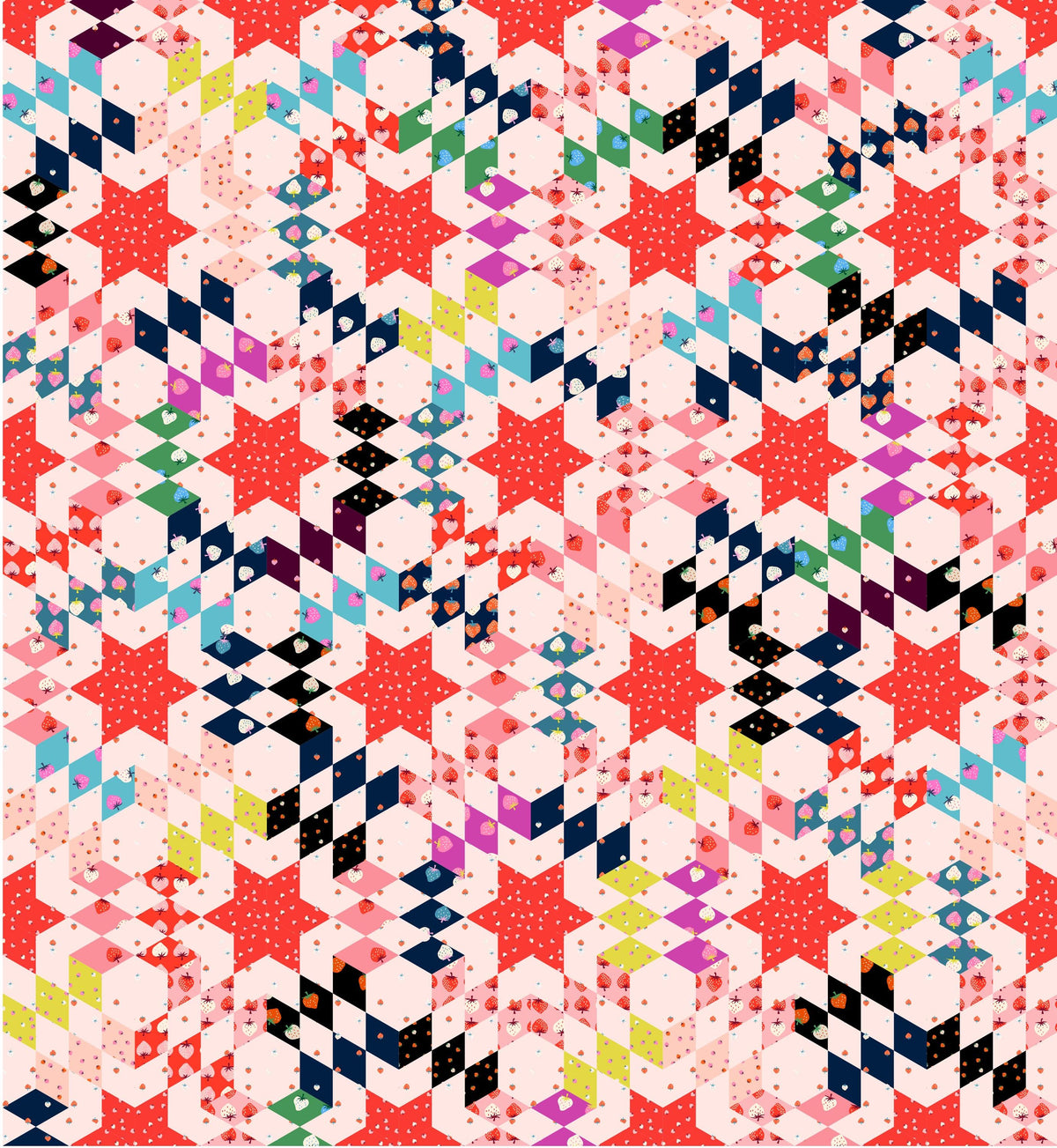 Ruby Star Society Strawberry Black Red White by Kimberly Knight for Moda Retro Floral Summer Spring Cotton Quilting Fabric