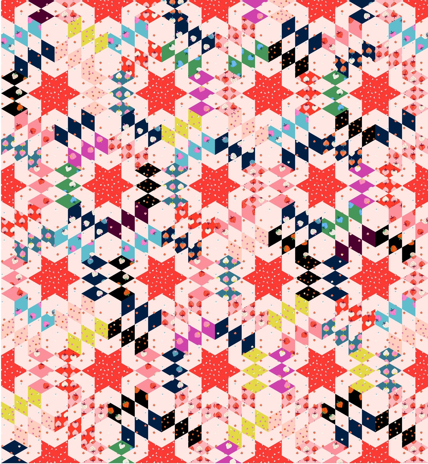 Ruby Star Society Strawberry Broccolini Green Blue White by Kimberly Knight for Moda Retro Floral Summer Spring Cotton Quilting Fabric
