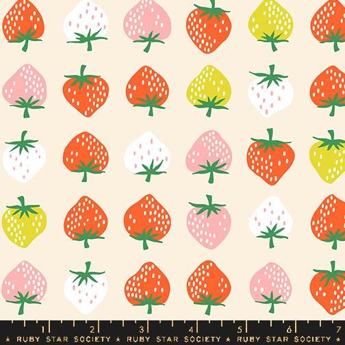 Ruby Star Society Strawberry Shell Off White Cream by Kimberly Knight for Moda Retro Floral Summer Spring Cotton Quilting Fabric