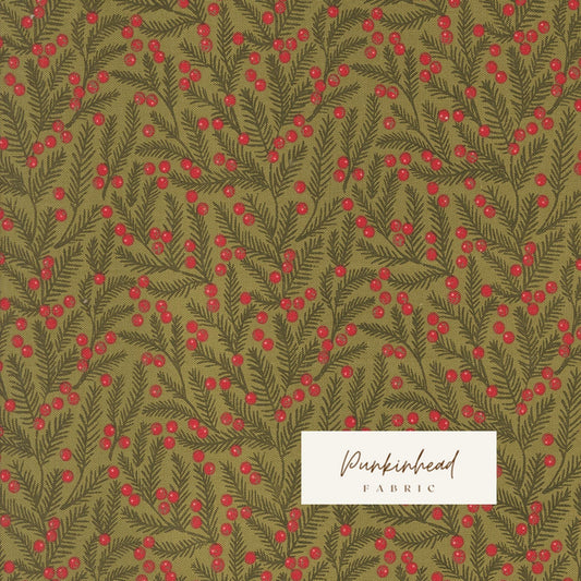 Berry and Pine Pine Needles Sage Green by Lella Boutique for Moda Cotton Quilting Fabric Christmas Holiday Fabric by the yard