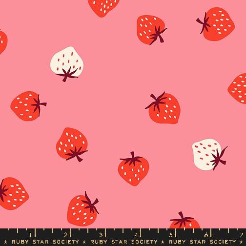 Ruby Star Society Strawberry Sorbet Pink Red by Kimberly Knight for Moda Retro Floral Summer Spring Cotton Quilting Fabric