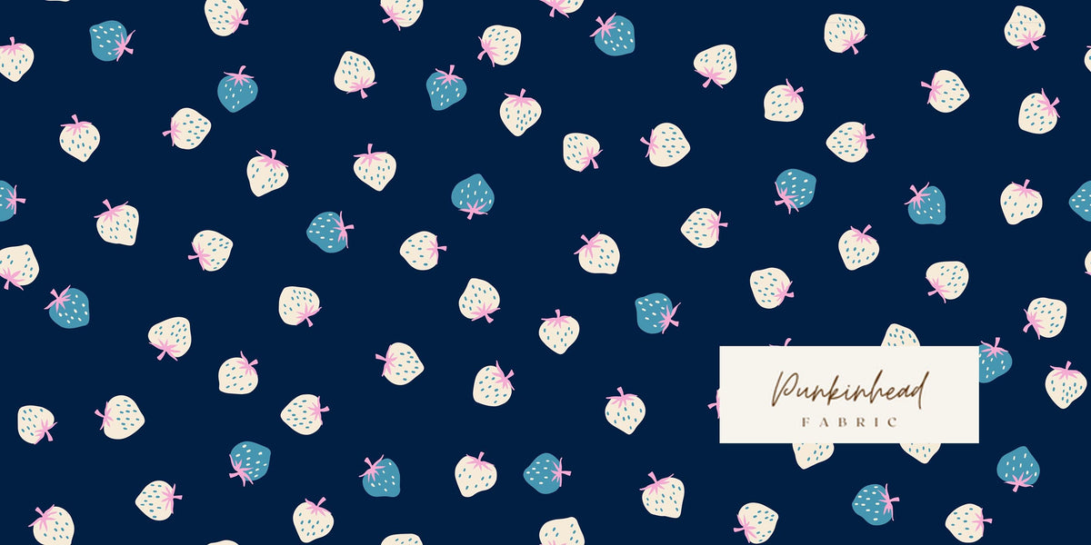 Ruby Star Society Strawberry Navy Blue White by Kimberly Knight for Moda Retro Floral Summer Spring Cotton Quilting Fabric