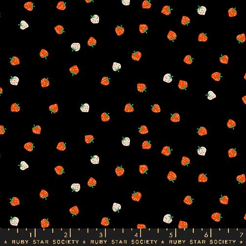 Ruby Star Society Strawberry Black Red White by Kimberly Knight for Moda Retro Floral Summer Spring Cotton Quilting Fabric