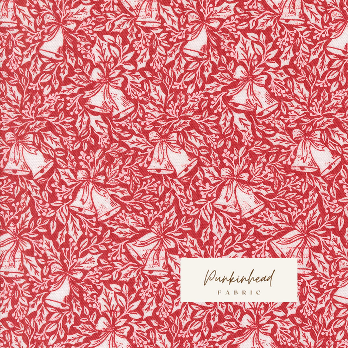 Berry and Pine Christmas Bells Bell Song Cranberry Red White by Lella Boutique for Moda Cotton Quilting Fabric Holiday Fabric by the yard