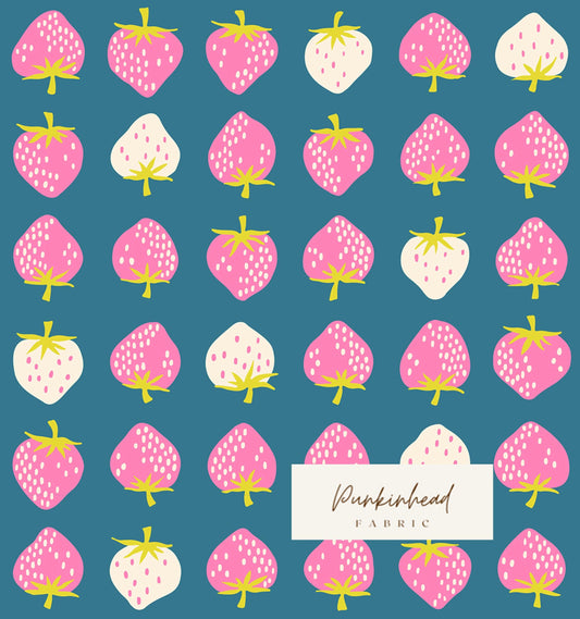 Ruby Star Society Strawberry Storytime Blue Gray Pink White by Kimberly Knight for Moda Retro Floral Summer Spring Cotton Quilting Fabric