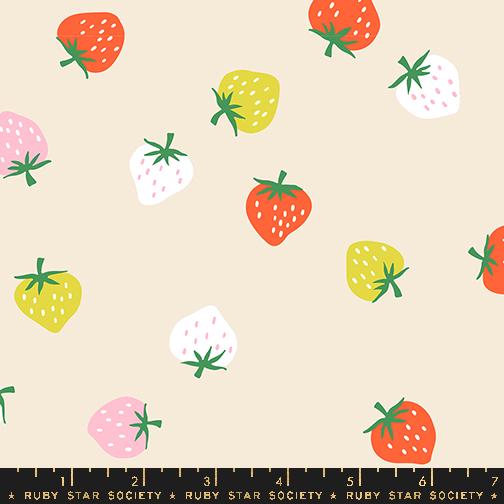 Ruby Star Society Strawberry Shell Off White Cream by Kimberly Knight for Moda Retro Floral Summer Spring Cotton Quilting Fabric