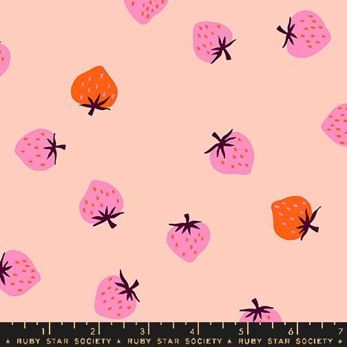 Ruby Star Society Strawberry Pale Peach Pink by Kimberly Knight for Moda Retro Floral Summer Spring Cotton Quilting Fabric