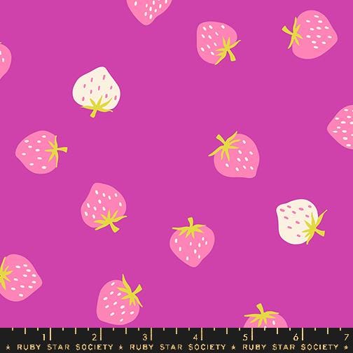 Ruby Star Society Strawberry Berry Purple Magenta Fuscia Pink by Kimberly Knight for Moda Retro Floral Summer Spring Cotton Quilting Fabric