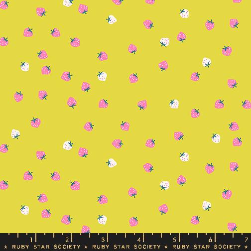 Ruby Star Society Strawberry Citron Yellow Pink White by Kimberly Knight for Moda Retro Floral Summer Spring Cotton Quilting Fabric