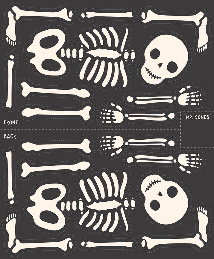 Hey Pumpkin Mr. Bones Cut & Sew Doll Plush Panel Halloween Fall Cotton Quilting Fabric by My Minds Eye for Riley Blake Quilt Fabric the yard