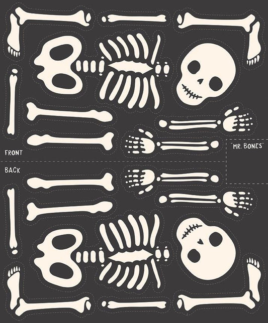 Hey Pumpkin Mr. Bones Cut & Sew Doll Plush Panel Halloween Fall Cotton Quilting Fabric by My Minds Eye for Riley Blake Quilt Fabric the yard