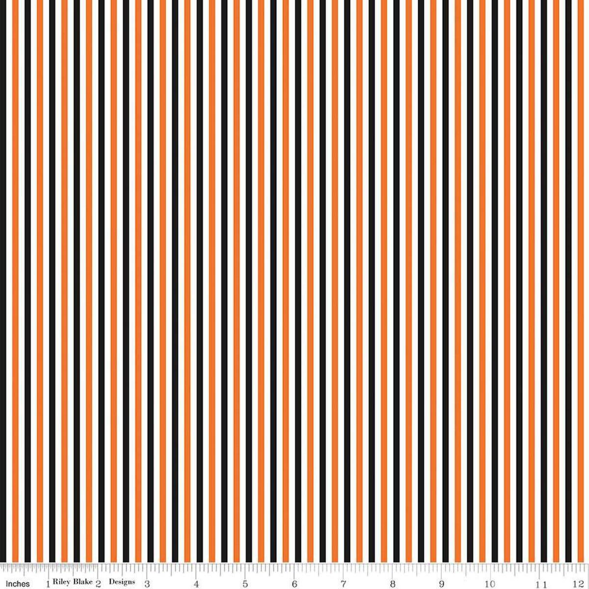 Halloween Black Orange White Stripe Fall Cotton Quilting Fabric by Riley Blake Quilt Fabric by the yard