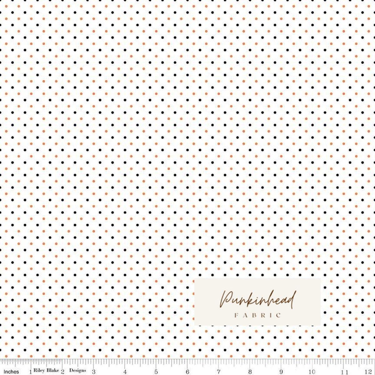 Halloween Black Orange White Swiss Dot Fall Cotton Quilting Fabric by Riley Blake Quilt Fabric by the yard