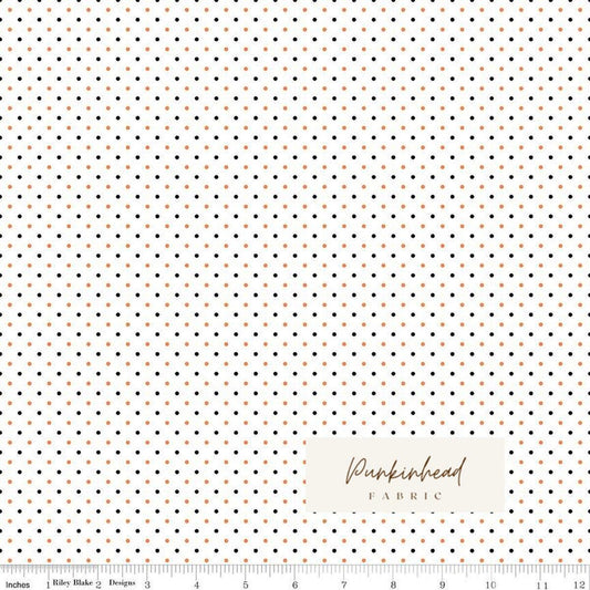 Halloween Black Orange White Swiss Dot Fall Cotton Quilting Fabric by Riley Blake Quilt Fabric by the yard