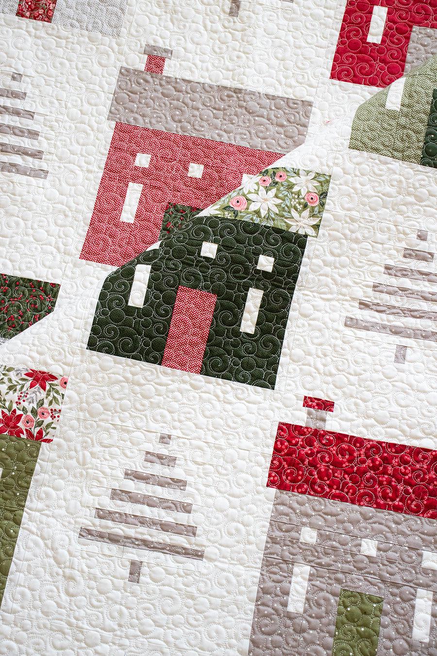 Holiday House Christmas Quilt Pattern by Lella Boutique - PAPER Pattern Christmas Tree House Holiday Gift Quilt Pattern