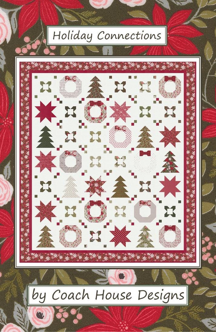 Holiday Connections Christmas Quilt Pattern by Coach House Designs - PAPER Pattern Christmas Tree Wreath Holiday Gift Quilt Pattern