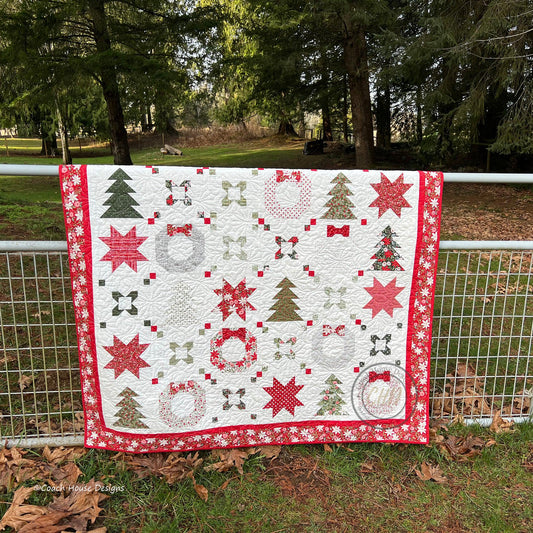 Holiday Connections Christmas Quilt Pattern by Coach House Designs - PAPER Pattern Christmas Tree Wreath Holiday Gift Quilt Pattern