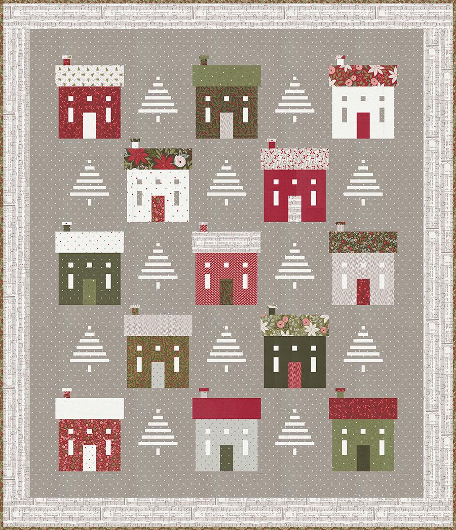 Holiday House Christmas Quilt Pattern by Lella Boutique - PAPER Pattern Christmas Tree House Holiday Gift Quilt Pattern