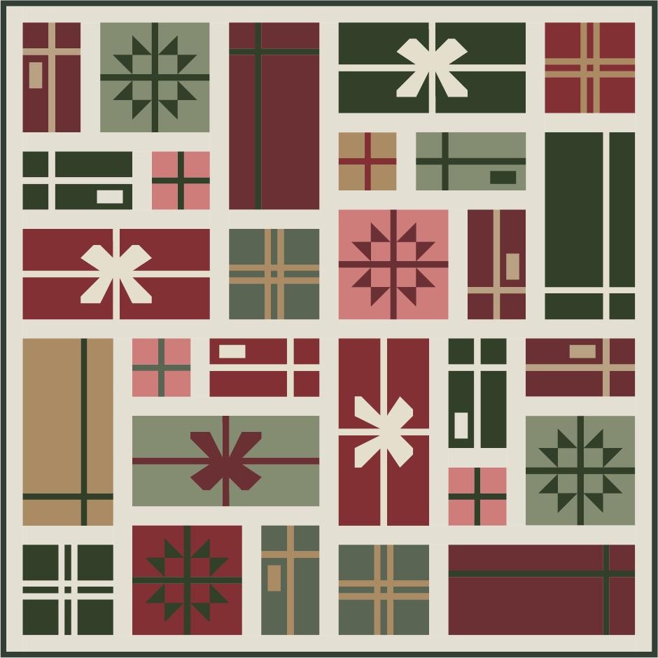 Wrapped Christmas Quilt Kit by Kiley's Quilt Room - Art Gallery Fabrics Pure Solids Christmas Gift Holiday Quilt Kit