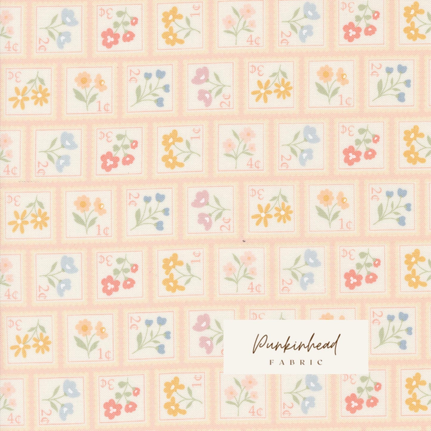Cottage Charm Koral Kicks Peach Pink Sweet Flower Stamp Heather Briggs My Sew Quilty Life Moda Floral Summer Spring Cotton Quilting Fabric