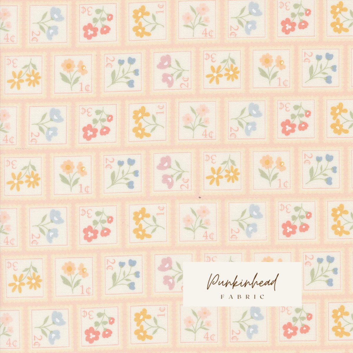 Cottage Charm Koral Kicks Peach Pink Sweet Flower Stamp Heather Briggs My Sew Quilty Life Moda Floral Summer Spring Cotton Quilting Fabric