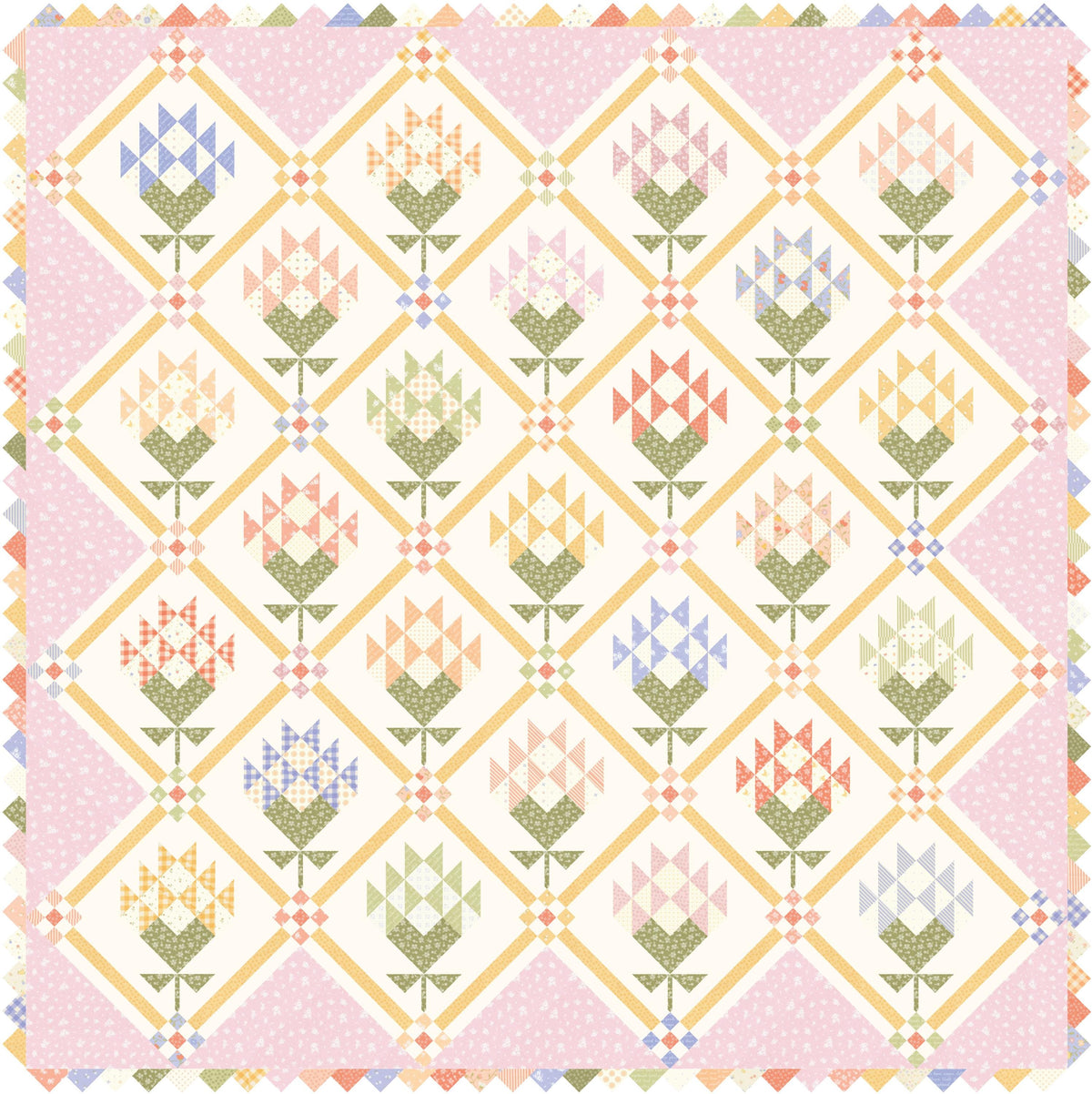 Pastel Prairie Panel Porcelain Cream Off White Floral 31771 11 Heather Briggs My Sew Quilty Life for Moda Spring Cotton Quilting Fabric