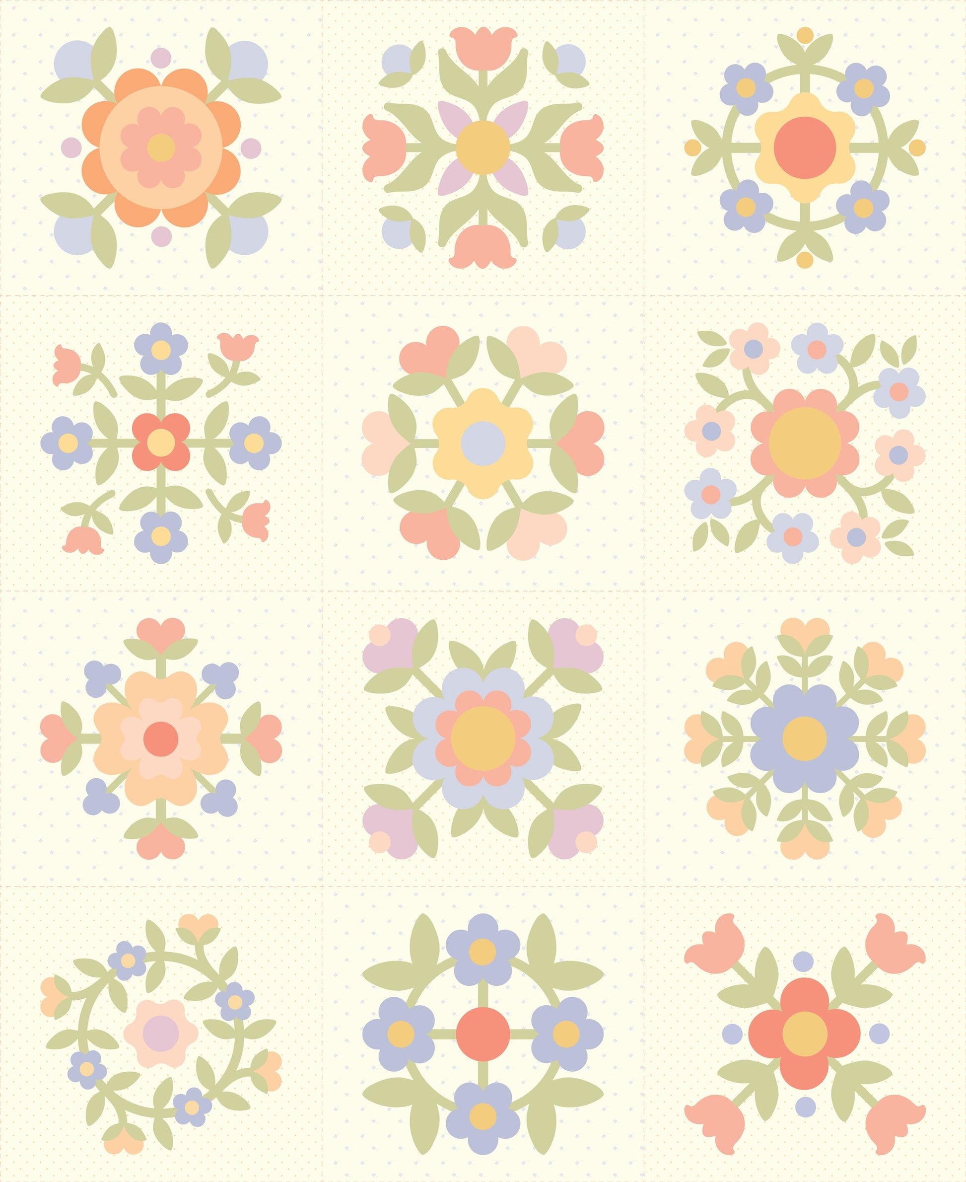 Pastel Prairie Panel Porcelain Cream Off White Floral 31771 11 Heather Briggs My Sew Quilty Life for Moda Spring Cotton Quilting Fabric