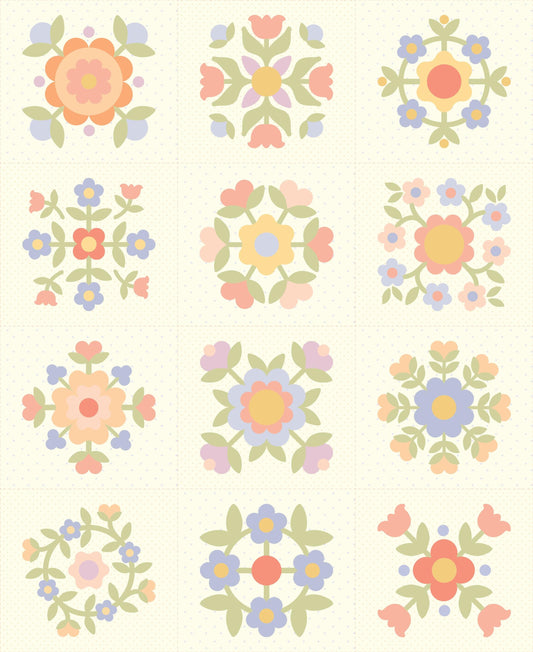 Pastel Prairie Panel Porcelain Cream Off White Floral 31771 11 Heather Briggs My Sew Quilty Life for Moda Spring Cotton Quilting Fabric