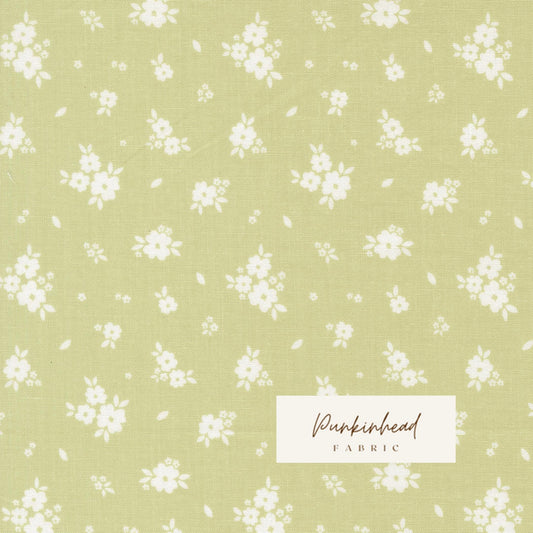 Pastel Prairie Bloomers Small Floral Pear Green White Heather Briggs My Sew Quilty Life for Moda Spring Cotton Quilting Fabric