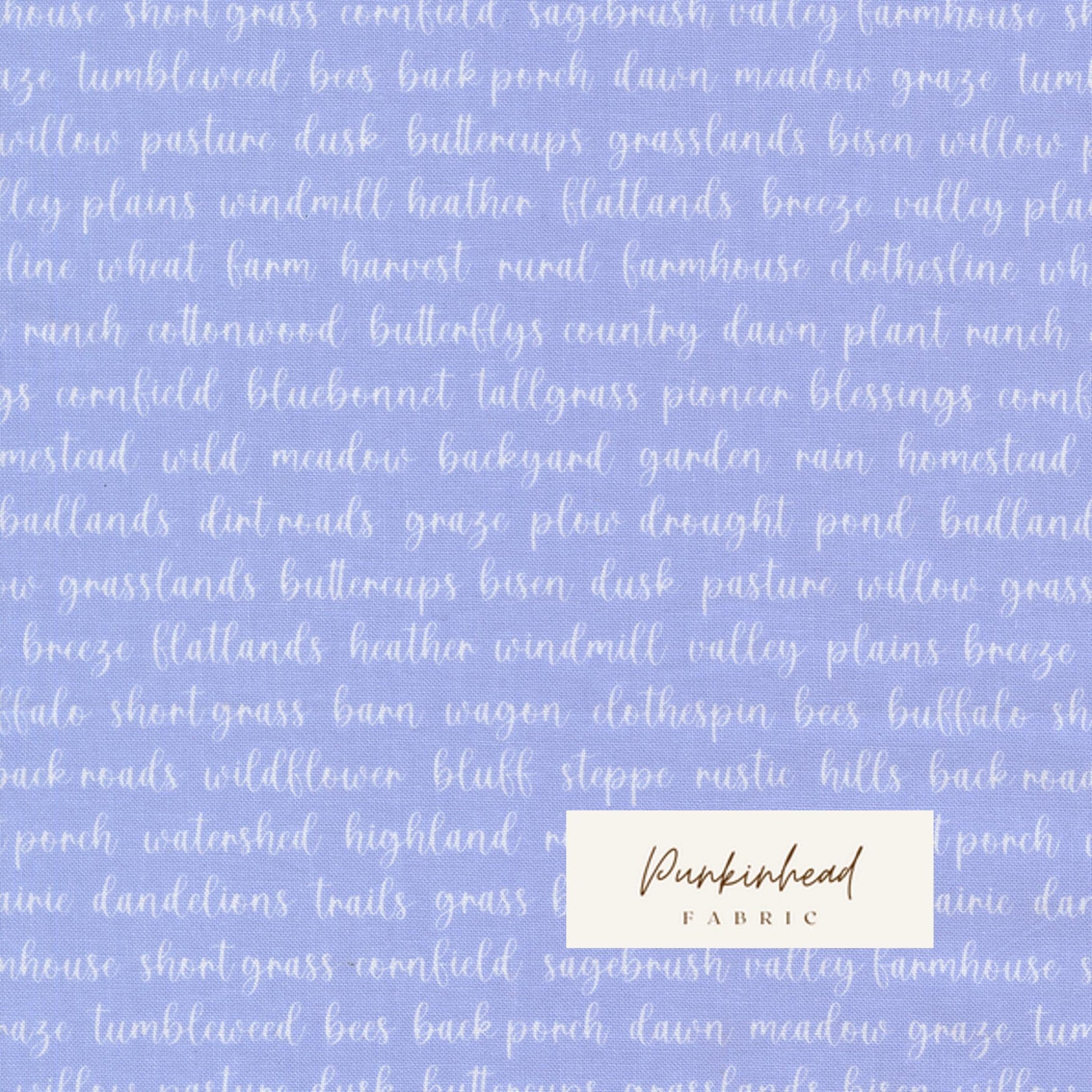 Pastel Prairie Word Text Sky Blue White Heather Briggs My Sew Quilty Life for Moda Spring Cotton Quilting Fabric