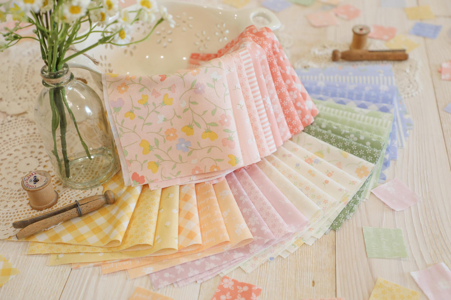 Pastel Prairie Gingham Checks & Plaid Apricot Peach Pink White Heather Briggs My Sew Quilty Life for Moda Spring Cotton Quilting Fabric