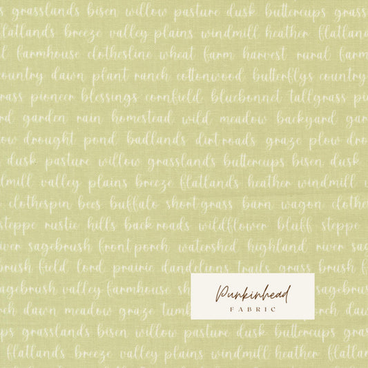 Pastel Prairie Word Text Pear Green White Heather Briggs My Sew Quilty Life for Moda Spring Cotton Quilting Fabric