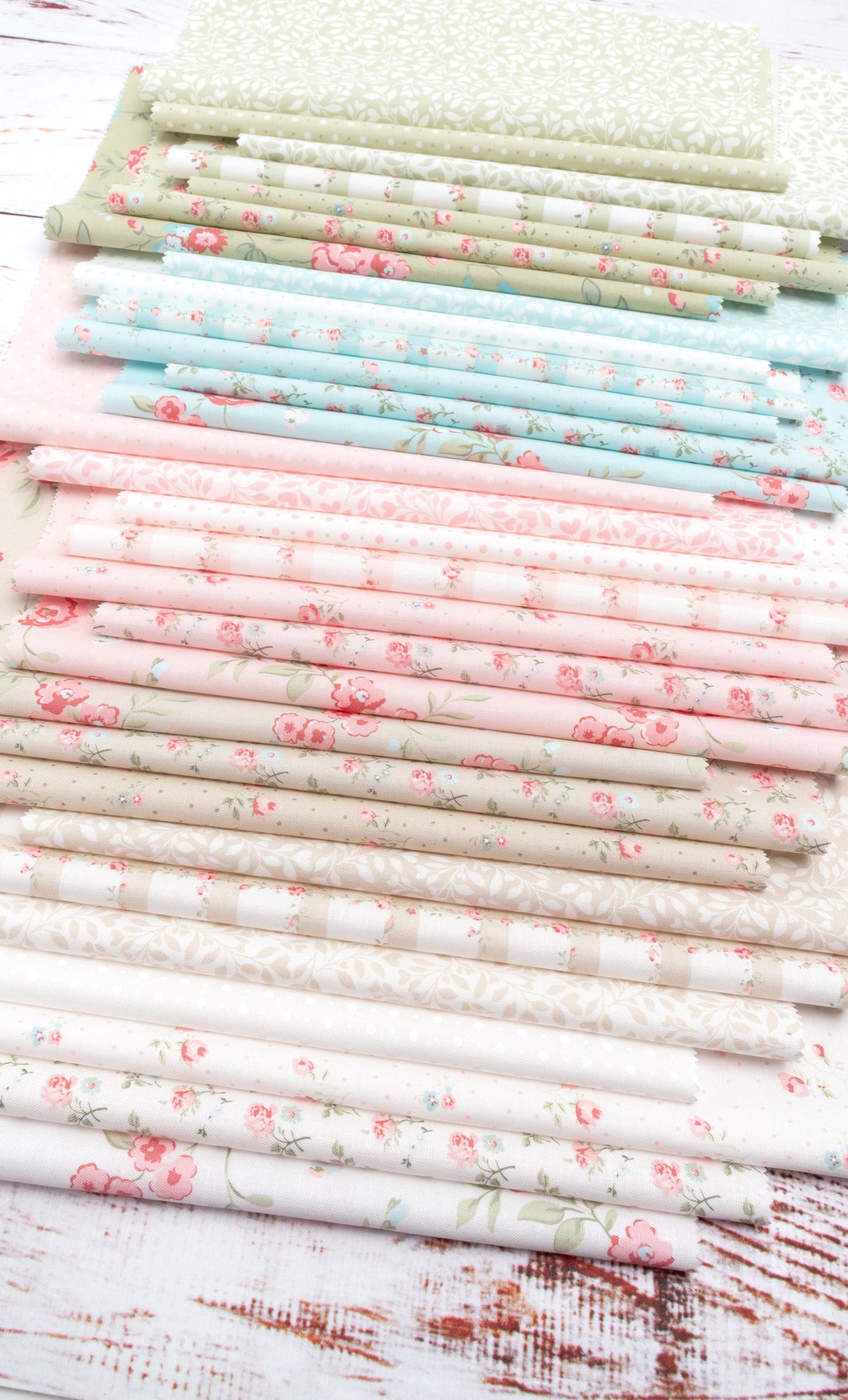 Abide Light Green Pink Blue White Vintage Small Floral by Brenda Riddle for Moda Cotton Quilting Fabric by the yard