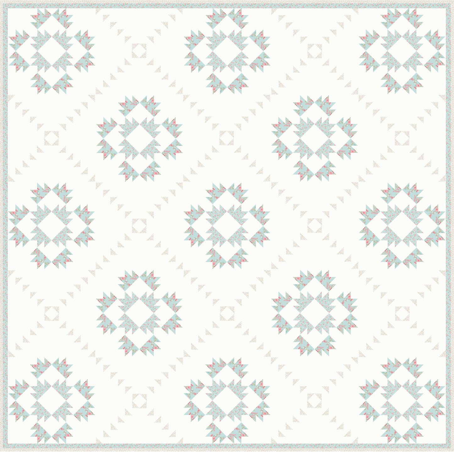 Abide Stone Taupe Tan Green Pink Blue White Vintage Small Floral by Brenda Riddle for Moda Cotton Quilting Fabric by the yard