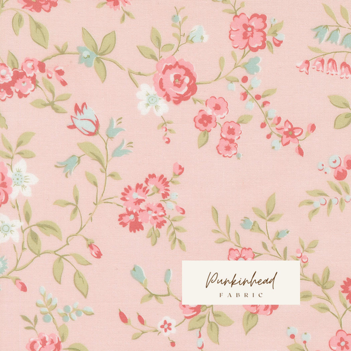 Abide Pink Blue Green White Vintage Floral by Brenda Riddle for Moda Cotton Quilting Fabric by the yard
