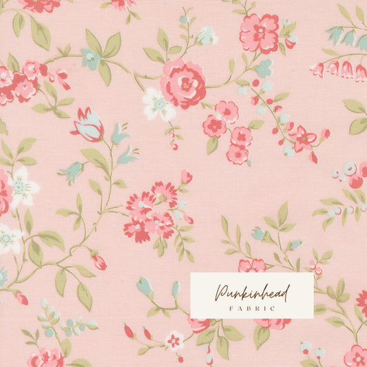 Abide Pink Blue Green White Vintage Floral by Brenda Riddle for Moda Cotton Quilting Fabric by the yard