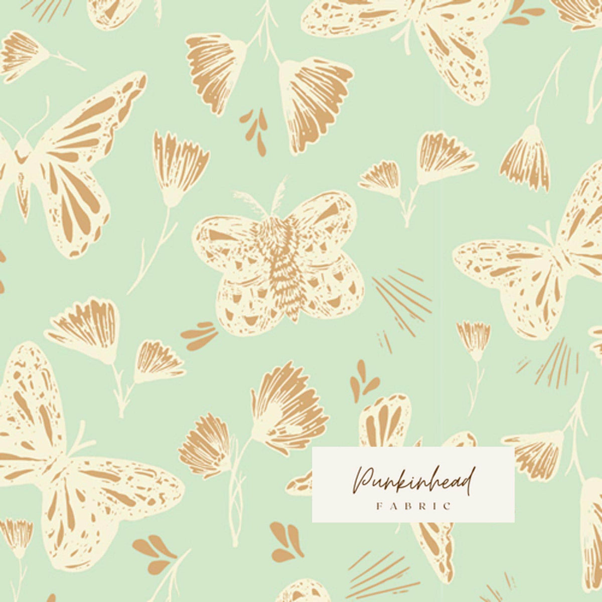 Sweetly Sings Golden Butterfly from Hello Ollie by Bonnie Christine Art Gallery Fabrics Small Floral Aqua Teal Baby Girl Cotton Quilt Fabric