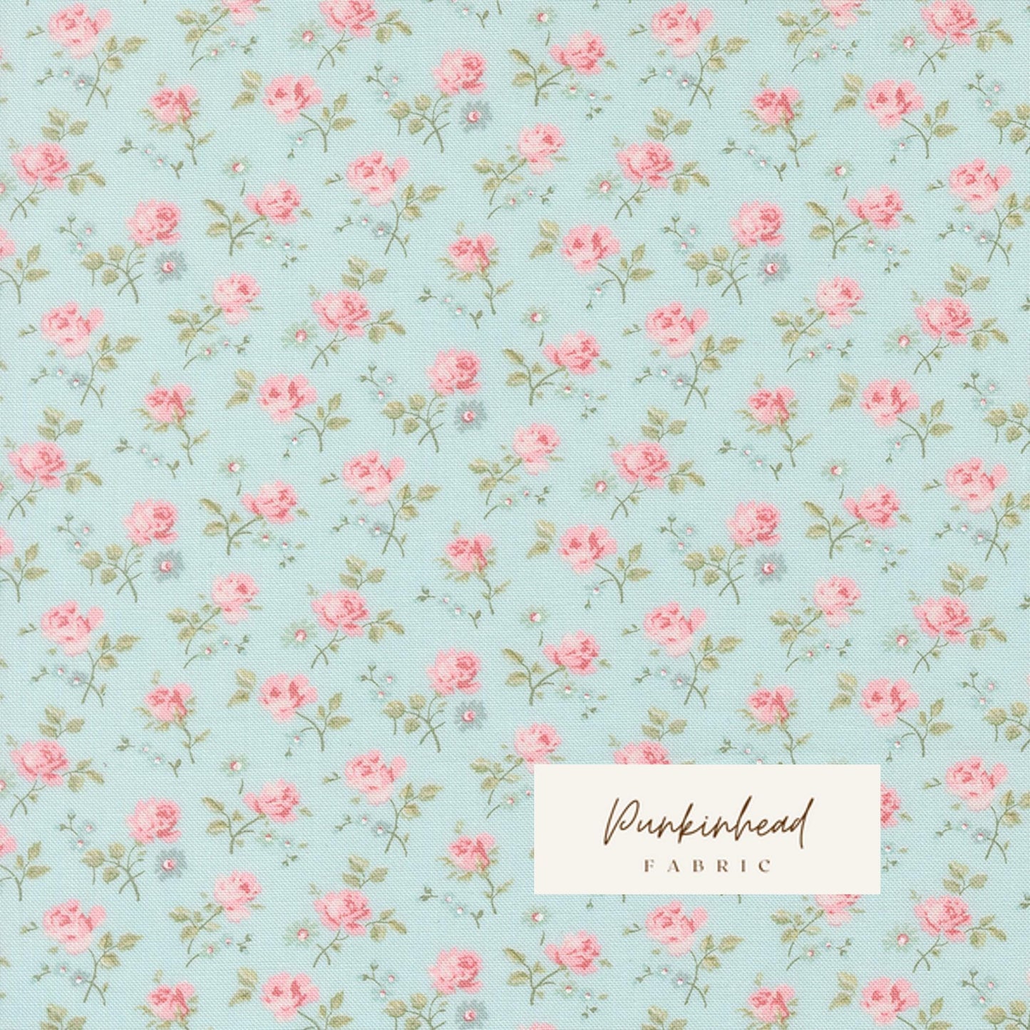 Abide Light Blue Pink Green White Vintage Small Floral by Brenda Riddle for Moda Cotton Quilting Fabric by the yard