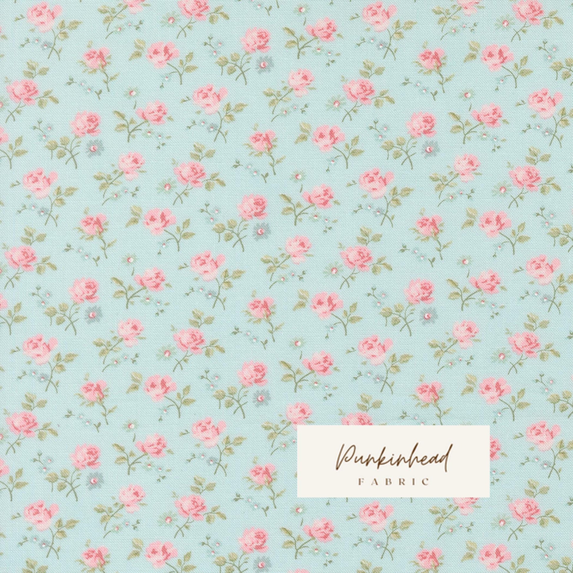 Abide Light Blue Pink Green White Vintage Small Floral by Brenda Riddle for Moda Cotton Quilting Fabric by the yard