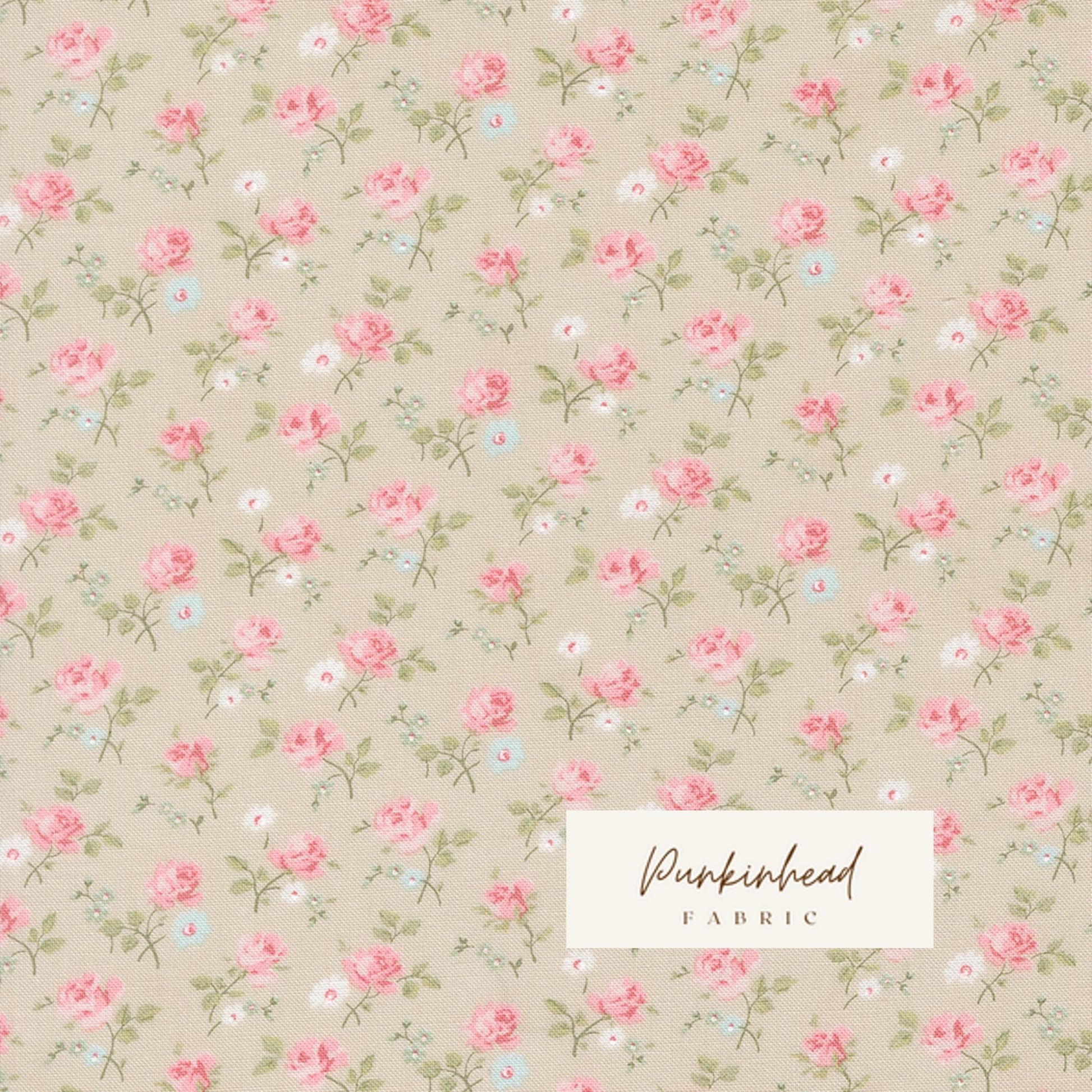 Abide Stone Taupe Tan Green Pink Blue White Vintage Small Floral by Brenda Riddle for Moda Cotton Quilting Fabric by the yard