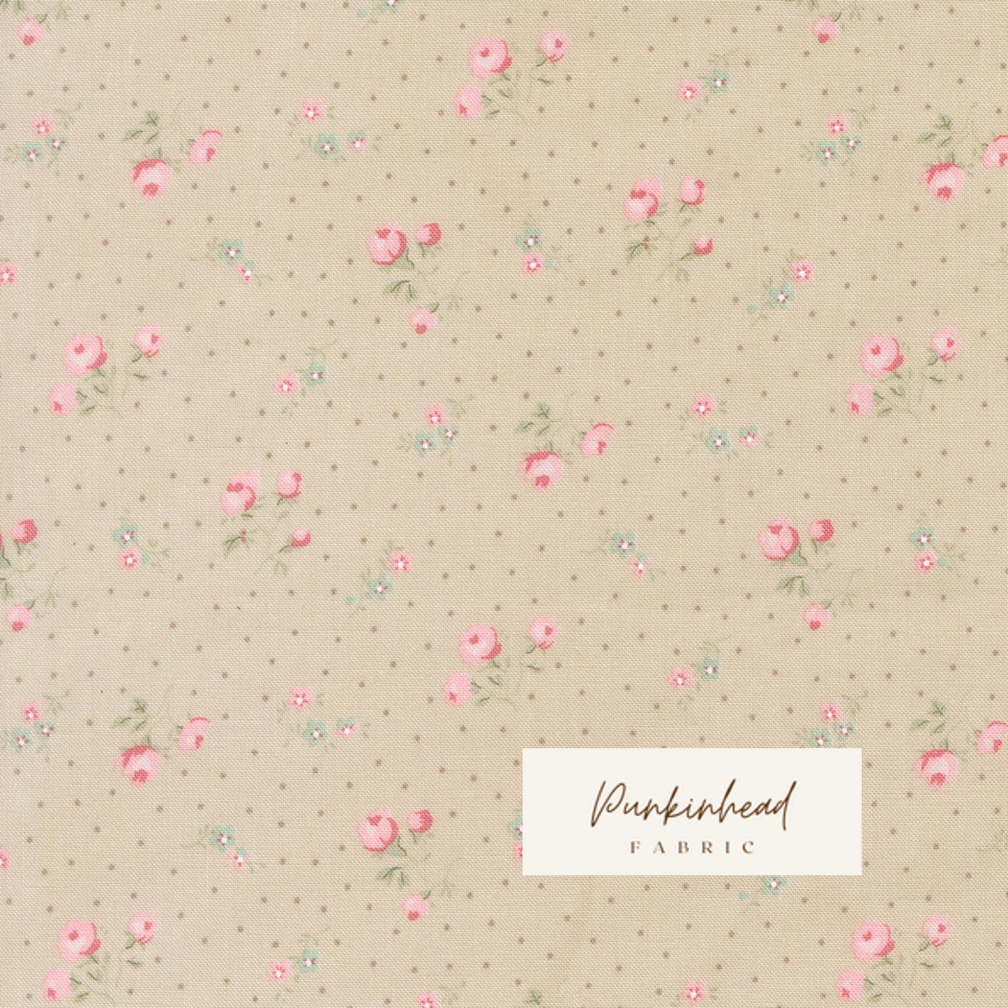 Abide Stone Taupe Tan Green Pink Blue White Vintage Small Floral by Brenda Riddle for Moda Cotton Quilting Fabric by the yard