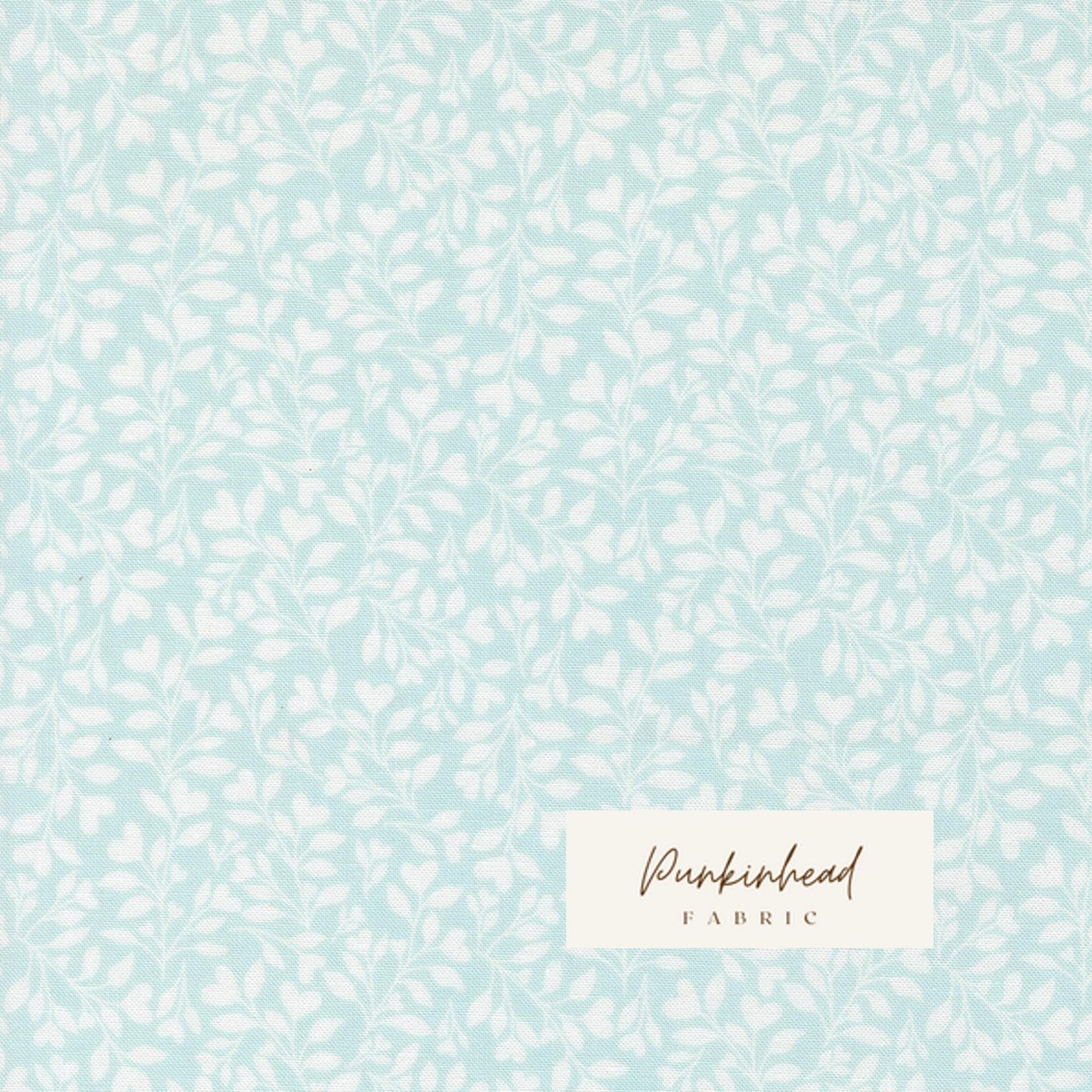 Abide Light Blue White Hearts & Leaves Vine Vintage Small Floral by Brenda Riddle for Moda Cotton Quilting Fabric by the yard