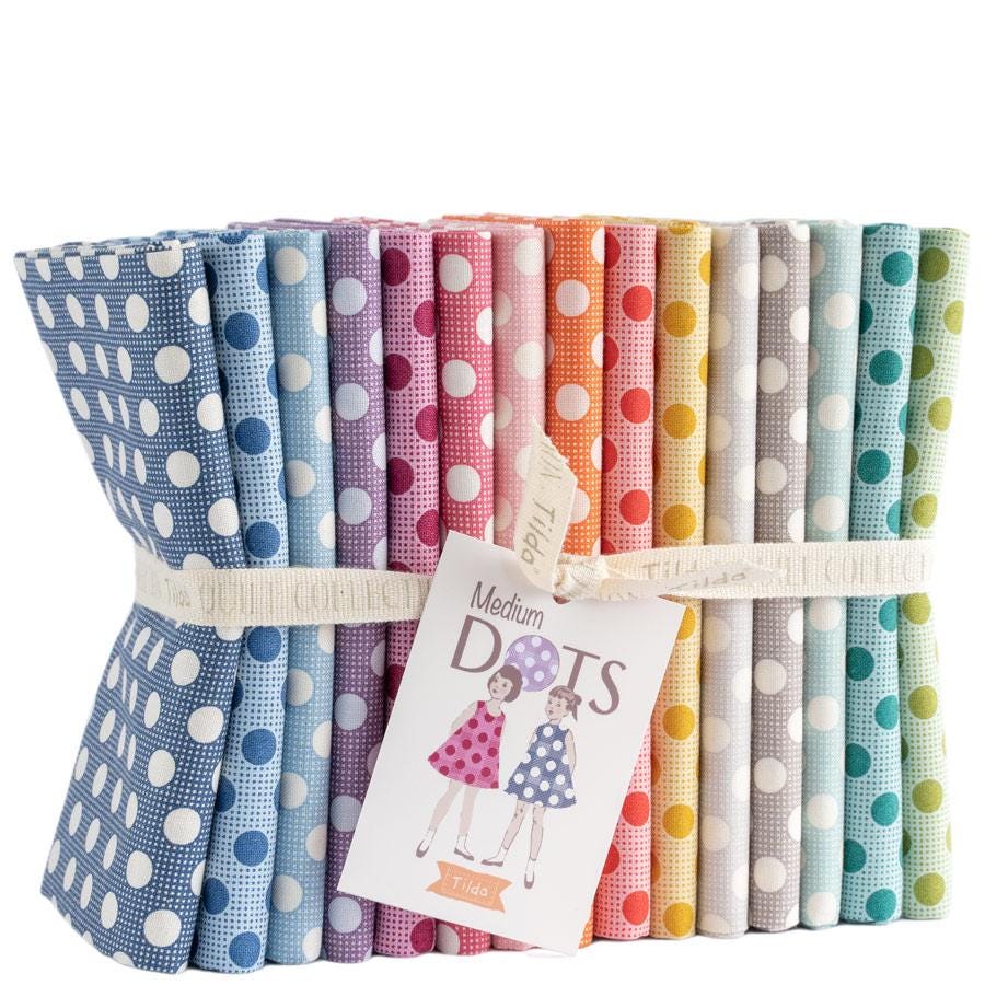 Tilda Fabric Medium Dots Fat Quarter Bundle Quilting Sewing Doll Making Fabric by the Yard