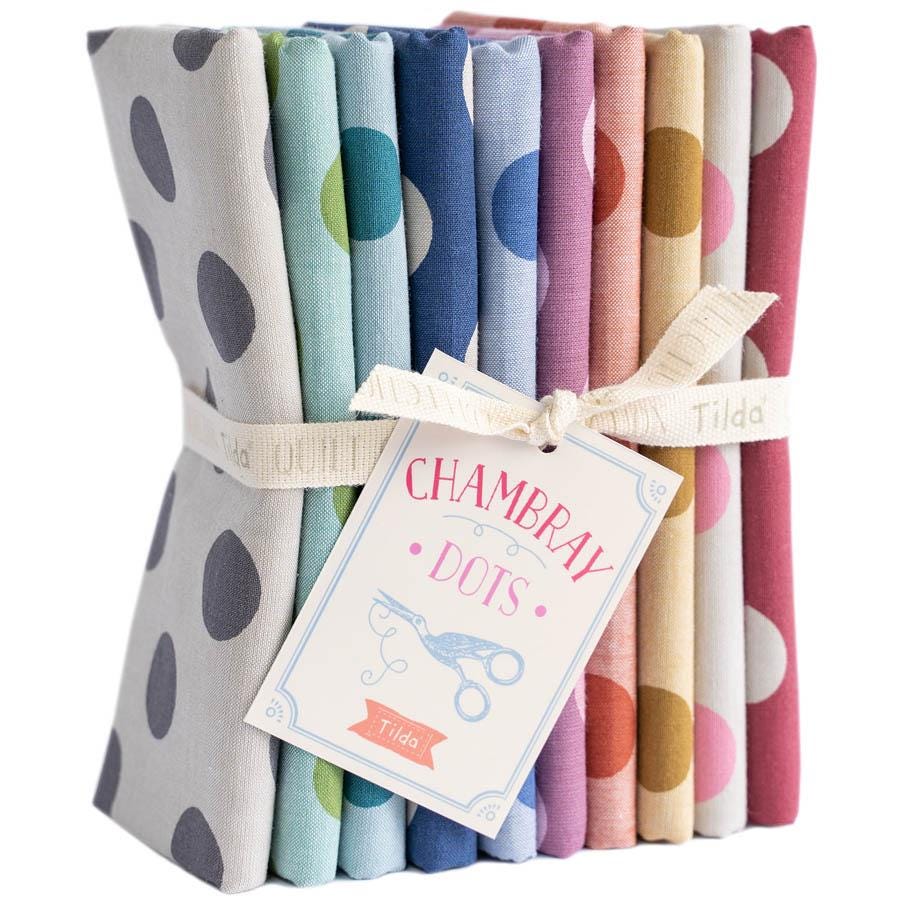 Tilda Fabric Chambray Dots Fat Quarter Bundle Quilting Sewing Doll Making Fabric by the Yard