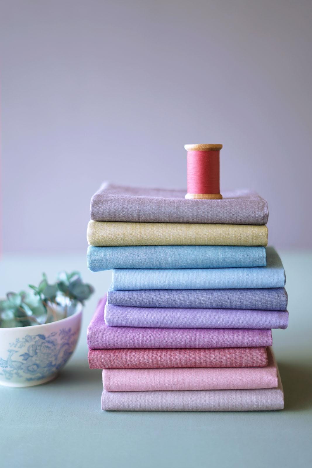 Tilda Fabric Seasonal Chambray Summer - Solids & Dots Fat Quarter Bundle Quilting Sewing Doll Making Fabric by the Yard