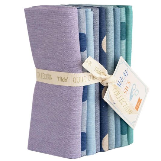 Tilda Fabric Seasonal Chambray Summer - Solids & Dots Fat Quarter Bundle Quilting Sewing Doll Making Fabric by the Yard