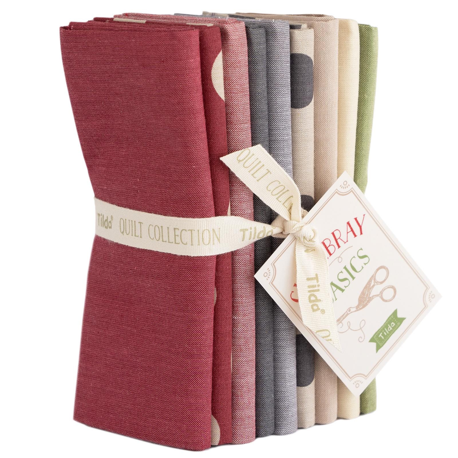 Tilda Fabric Seasonal Chambray Winter Hues - Solids & Dots Fat Quarter Bundle Quilting Sewing Doll Making Fabric by the Yard